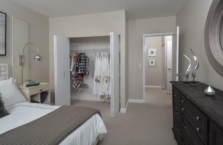 bedroom with large closet